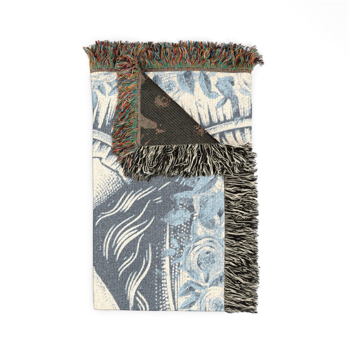 Salve Regina Collection: Vintage Mother Mary Woven Blanket - Catholic Religious Throw