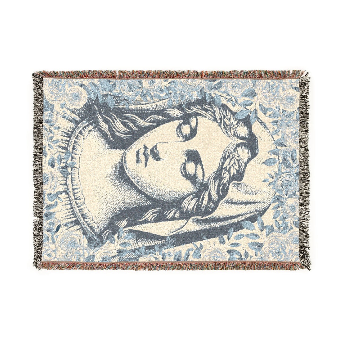 Salve Regina Collection: Vintage Mother Mary Woven Blanket - Catholic Religious Throw