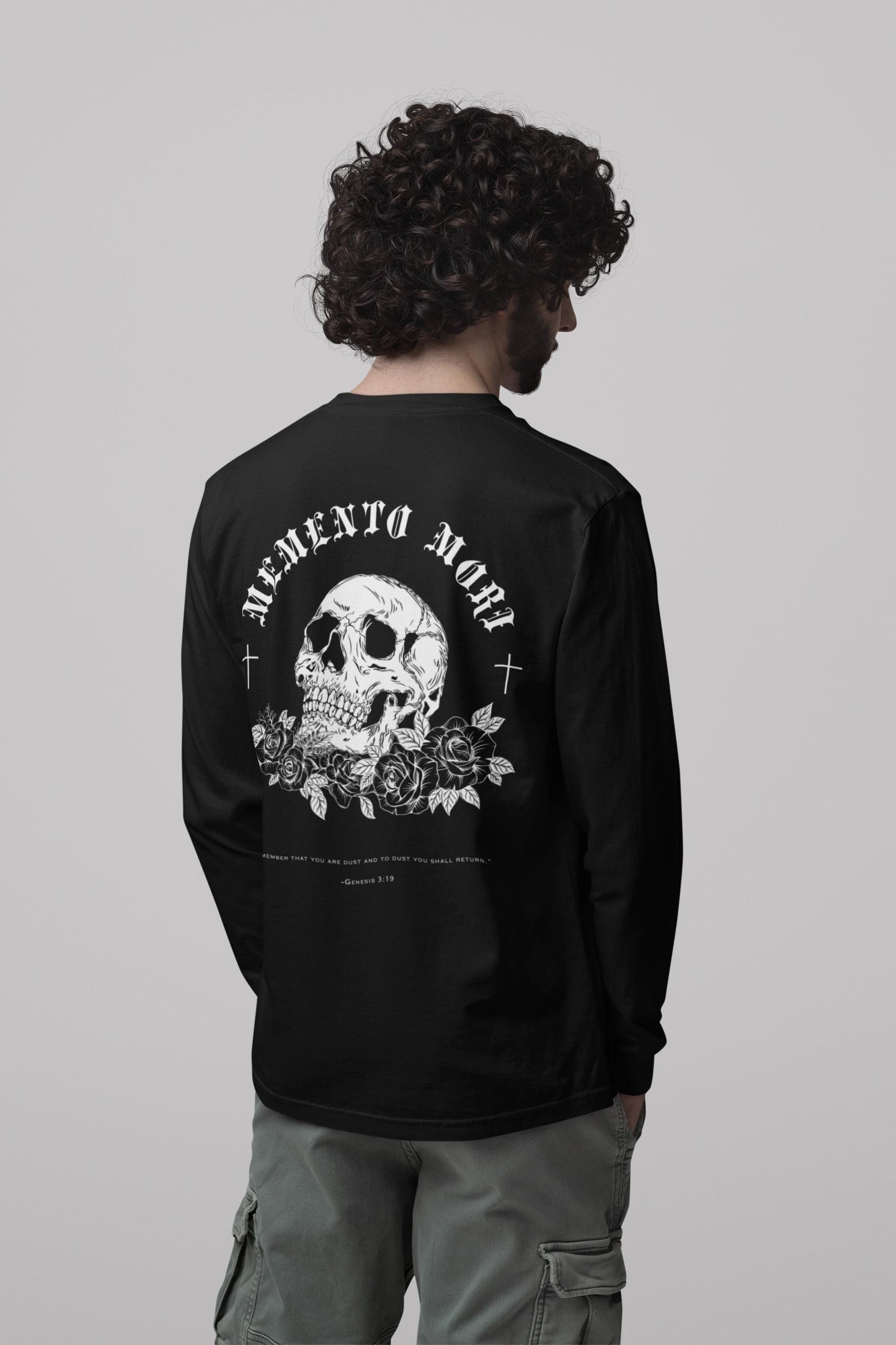 Memento Mori “Remember Your Death” – Embroidered Long-Sleeve Catholic T-Shirt