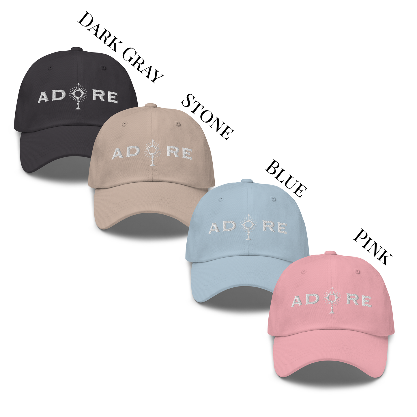 Adore Embroidered Cap: Eucharistic Reverence, Minimalist Style
