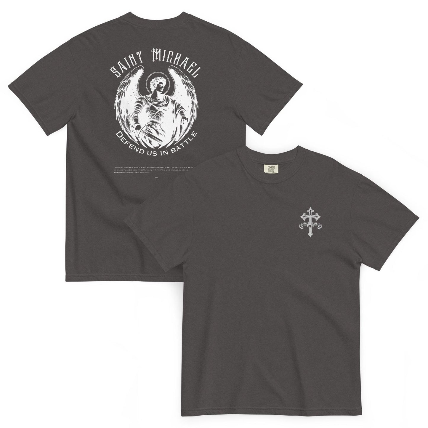 St. Michael the Archangel “Quis Ut Deus” – Embroidered Catholic T-Shirt