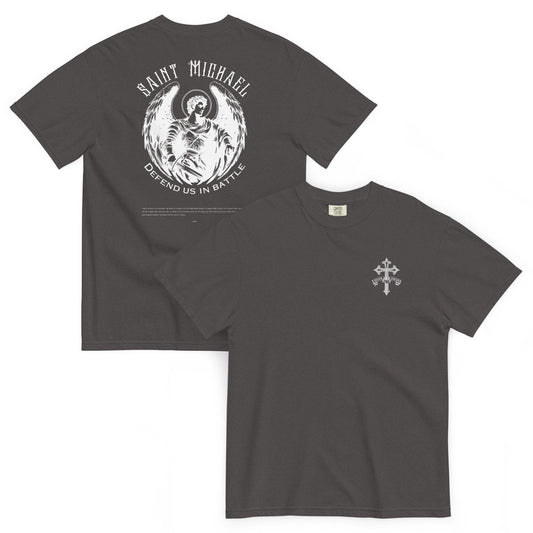 St. Michael the Archangel “Quis Ut Deus” – Embroidered Catholic T-Shirt