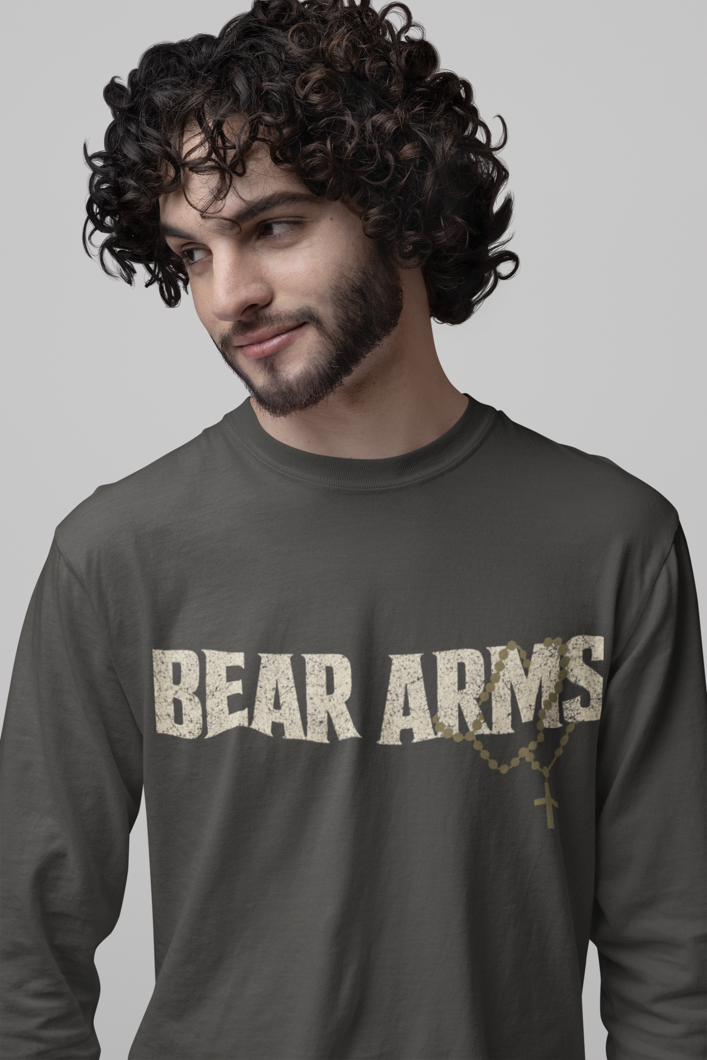 Bear Arms Rosary Long Sleeve Tee – Long-Sleeve Catholic T-Shirt