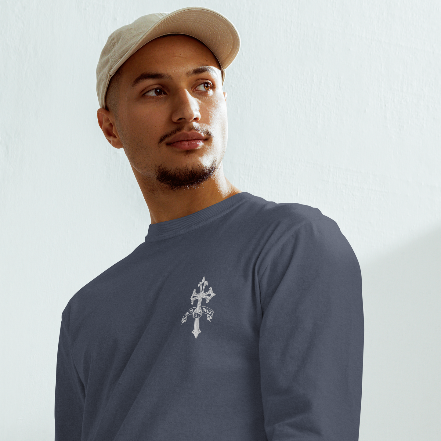 St. Michael the Archangel “Quis Ut Deus” – Embroidered Long-Sleeve Catholic T-Shirt