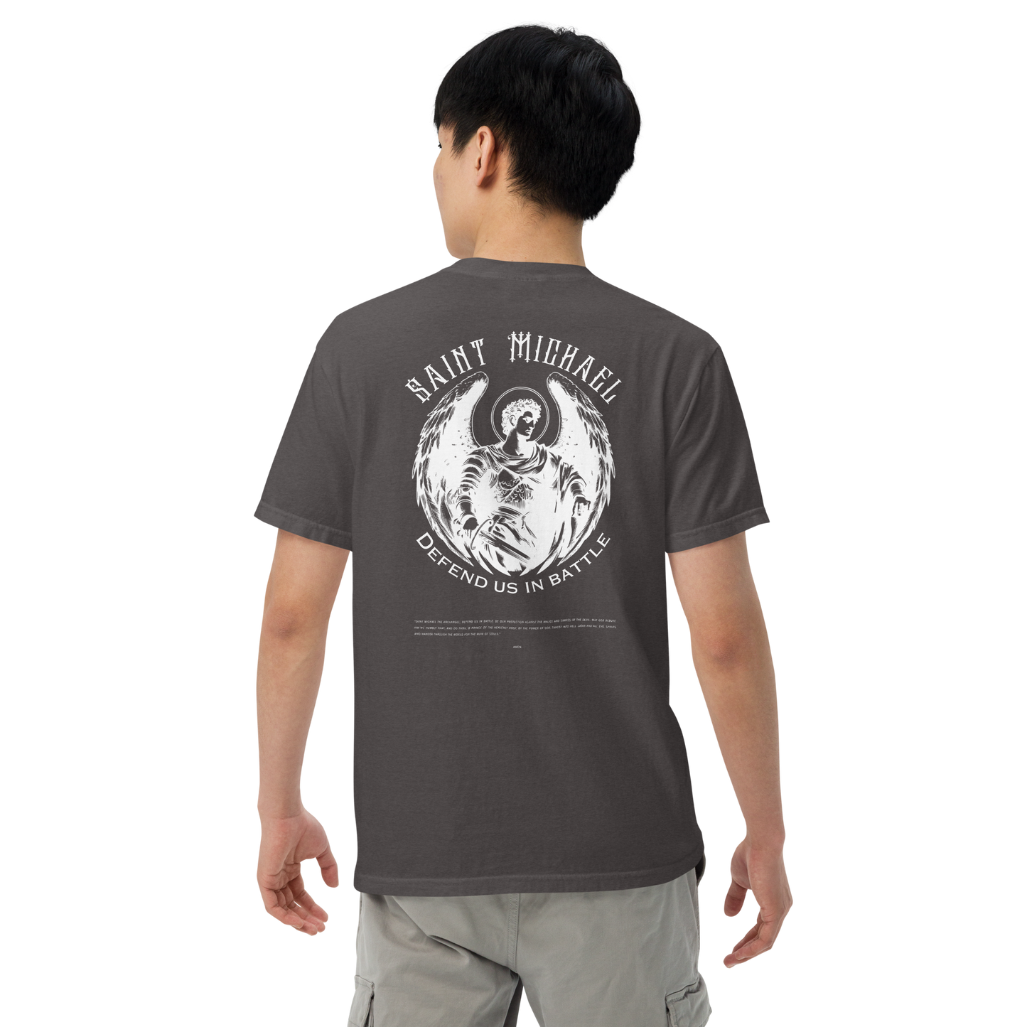 St. Michael the Archangel “Quis Ut Deus” – Embroidered Catholic T-Shirt