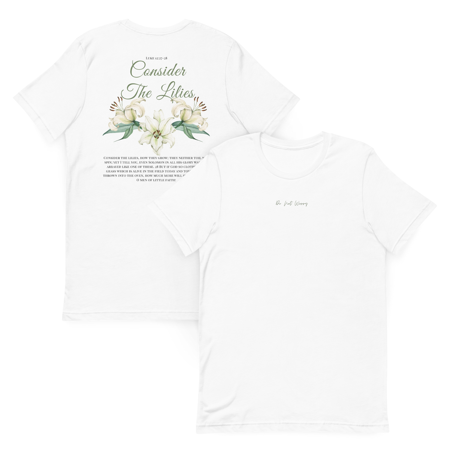 Consider the Lilies Embroidered Catholic Tee - Minimalist Christian Floral Shirt for Women Faith Gift for Her